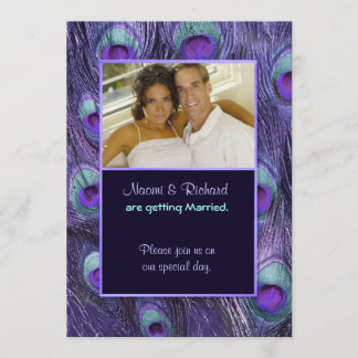 Peacock Feather Purple - Faire-part de mariage pho