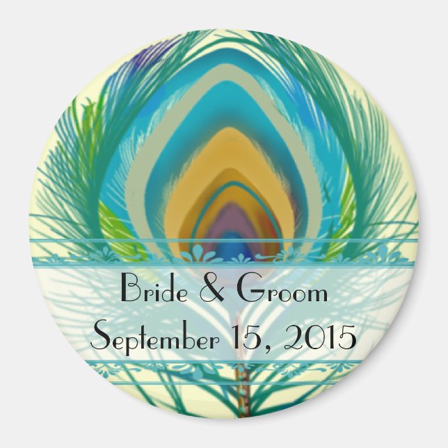Peacock Feather Save the Date Magnet (Devant)