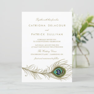 Peacock Feather Vintage Mariage Invitation