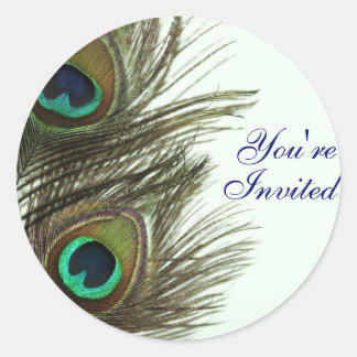 Peacock Feather Vous êtes Invited Envelope Sticker