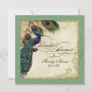Peacock & Feathers Fête des mariées Invitation ver