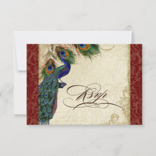 Peacock & Feathers Formal RSVP Réponse Bourgogne