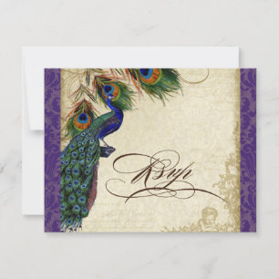 Peacock & Feathers Formal RSVP Réponse Violet