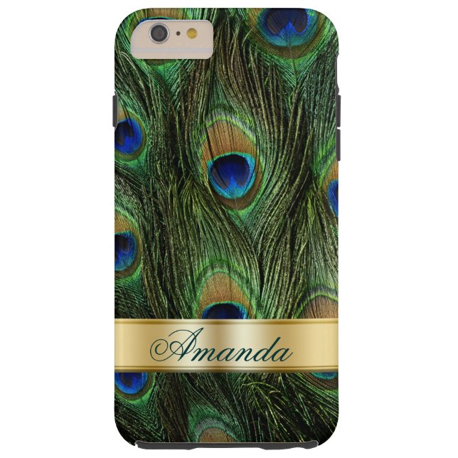 Peacock Feathers iPhone 6 Plus Monogram Coque (Dos)