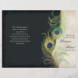 Peacock Feathers - Noir, programme de mariage<br><div class="desc">Ce programme de mariage élégant et sophistiqué allie le meilleur de la tradition et la fraîcheur du contemporain. Livré à vous comme une feuille plate, vous aurez besoin de plier ou de prendre à une imprimante pour avoir marqué et plié. Doté de plumes Peacock stylisées, de couleur pastel, sur une...</div>