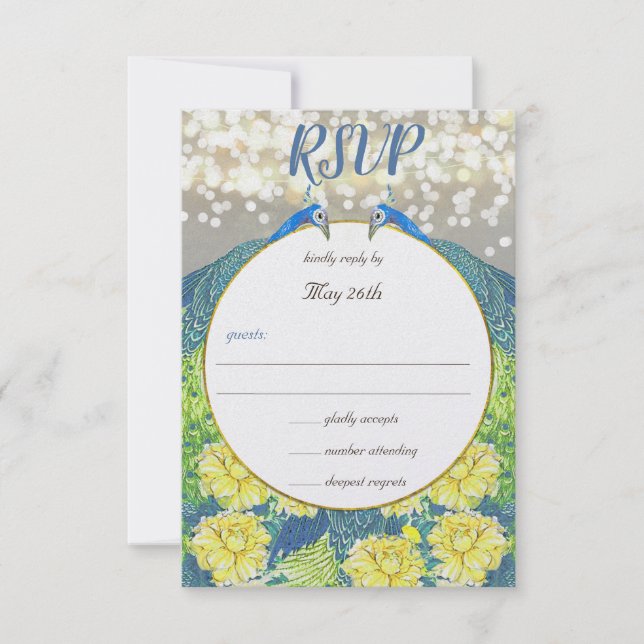 Peacock gris bleu Faire-part de mariage RSVP (Devant)