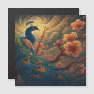Peacock in Blossom Magnet Card