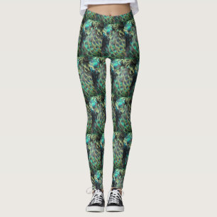Peacock Indonésien Plumes Carrelage Motif Legging