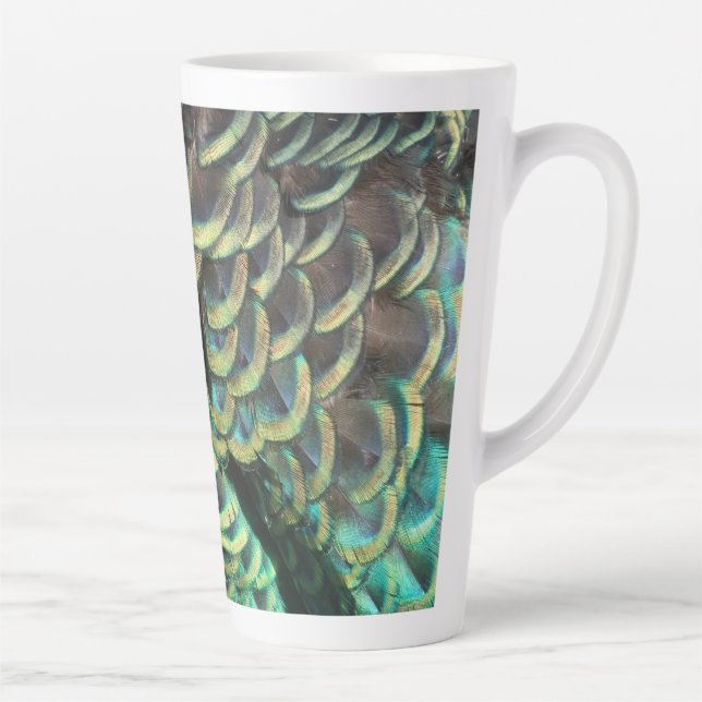 Peacock indonésien Plumes Motif Latte Mug (Droite)