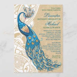 Peacock Lace Elégance 2 Faire-part de mariage