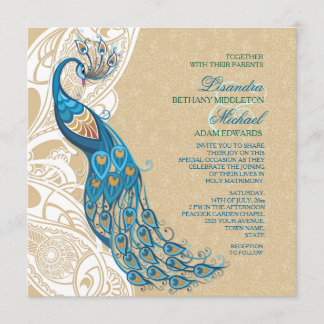 Peacock Lace Elégance 2 Faire-part de mariage
