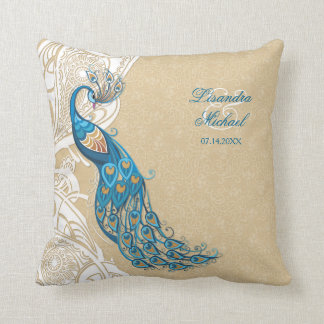 Peacock Lace Elegance 2 Mariage Keepsaké Coussin