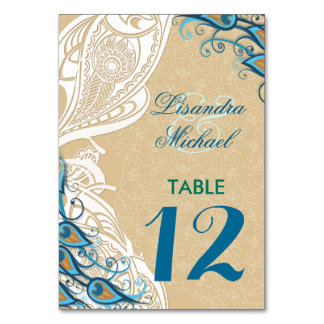 Peacock Lace Elegance 2 Mariage Numéro de table Ca