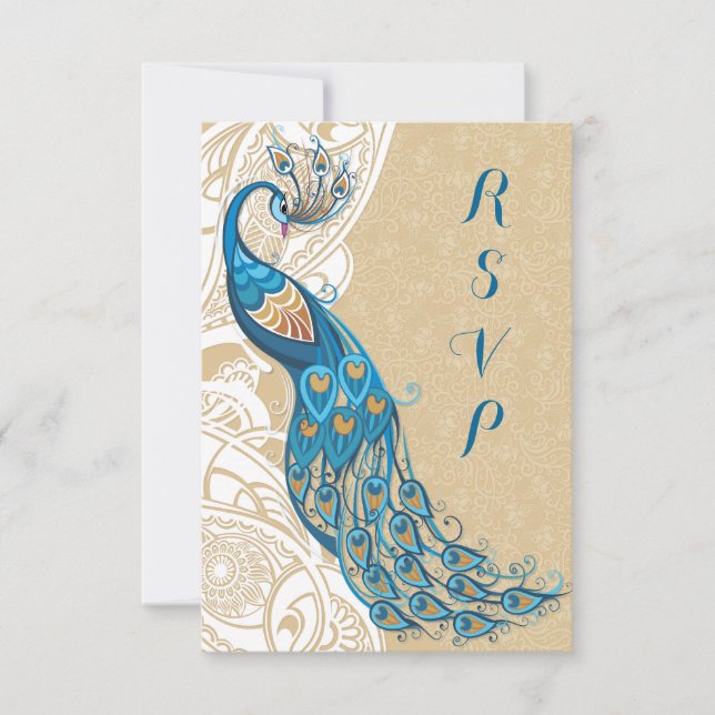 Peacock Lace Elégance 2 Mariage RSVP (Devant)