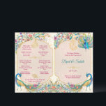 Peacock mariage hindou détails programme rituels<br><div class="desc">Peacock Arabian paisley motif Indian Hindu mariage rituals programme. C'est Une taille 4,  ne vient pas plié,  devez le plier vous-mêmes - à l'intérieur il y a une minuscule ligne dorée sur le dessus,  devrait être l'indication centrale pour le score.</div>