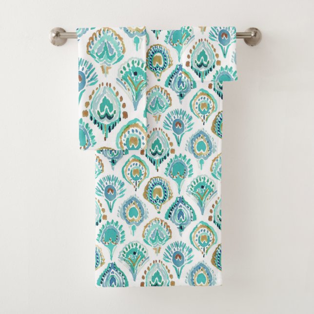 PEACOCK MERMAID Aqua Nautical Scales and Feathers (En situation)