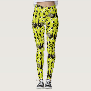 Peacock Paon Bird Folk Leggings Art