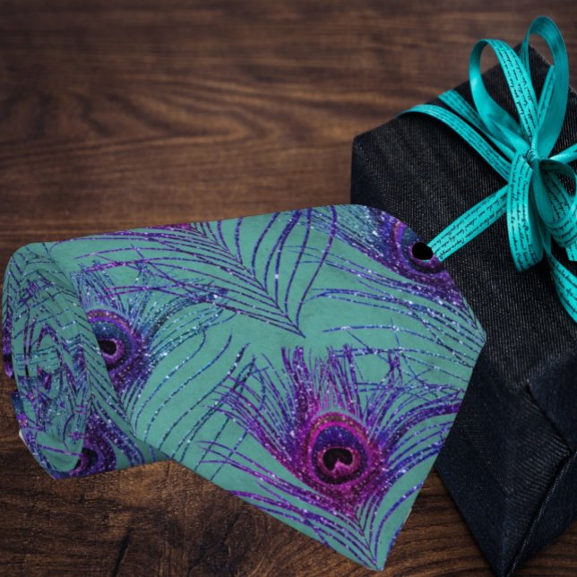 Peacock Peacock Plumes Cravate bleu cravate (Créateur téléchargé)