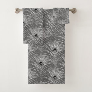 Peacock plumes élégant gris argent motif