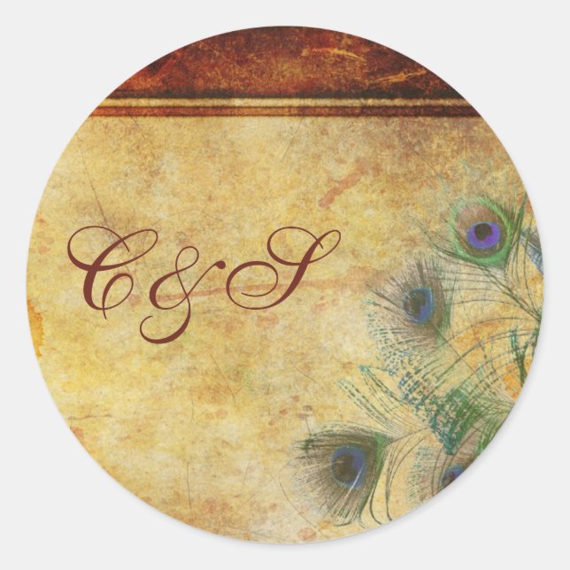 Peacock plumes mariage Favoriser Stickers (Devant)