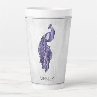 Peacock Purple Elegant Personnalisé Latte Mug