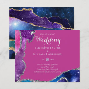 Peacock rose bleu Agate Mariage Inviter BUDGET
