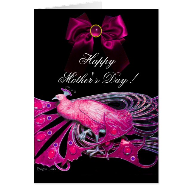 PEACOCK ROSE ÉLÉGANT, BOW, GEM STONE, Fête des mèr (Devant)