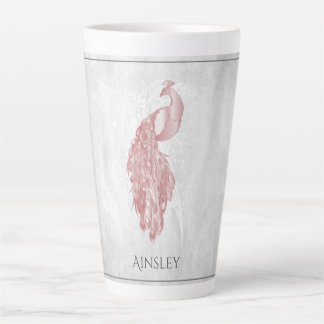 Peacock rose Elegant Personnalisé Latte Mug