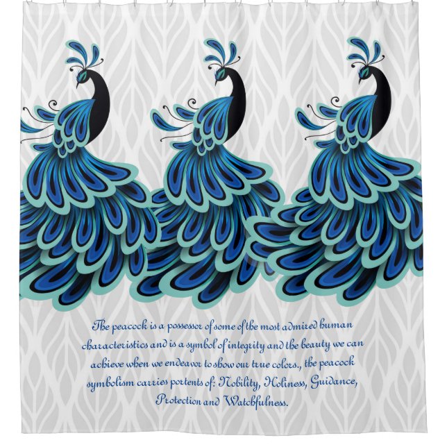 Peacock/Silver Design Douche rideau (Devant)