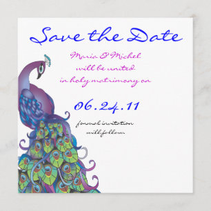 Peacock Theme Faire-part de mariage Enregistrer la