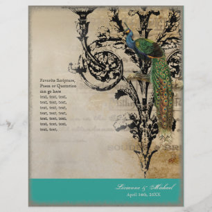 Peacock vintage 6 - Programme de mariage élégant