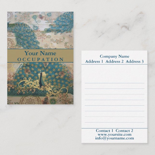 Peacock vintage - Carte d'affaires (Devant / Derrière)
