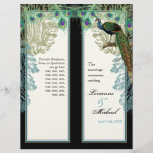 Peacock vintage, Plumes - Programme de mariage