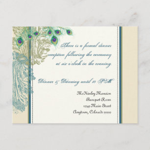 Peacock vintage, Plumes Réception Invitation