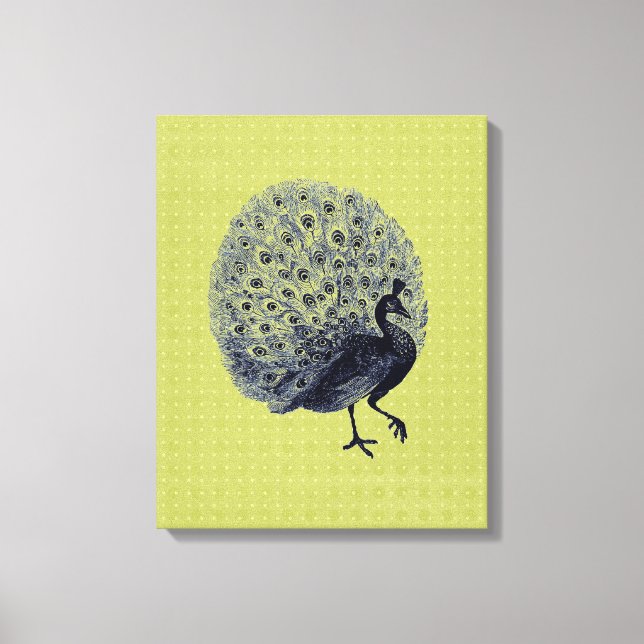 Peacock vintage sur vert - Toile enveloppée (Recto)