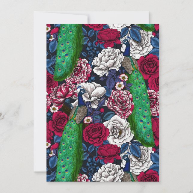 Peacocks dans le jardin rose (Devant)