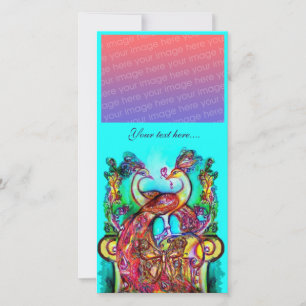 PEACOCKS EN AMOUR, bleu rouge turquase vert