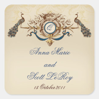 Peacocks vintages Mariage Favoriser Stickers Noms