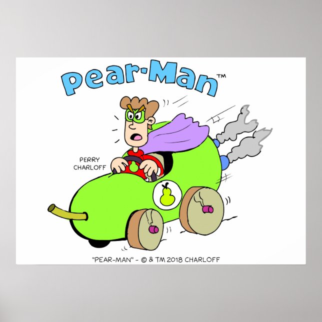 Pear-Man Pearman Driving in PearMobile Poster (Devant)
