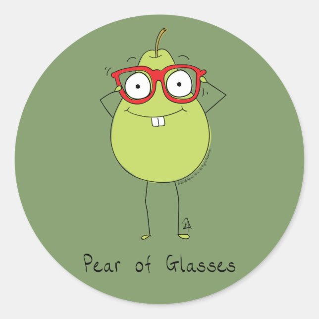 Pear of Glasses mignonne & amusant Sticker (Devant)
