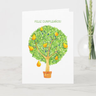Pear Tree Feliz Cumpleaños Carte espagnole d'anniv