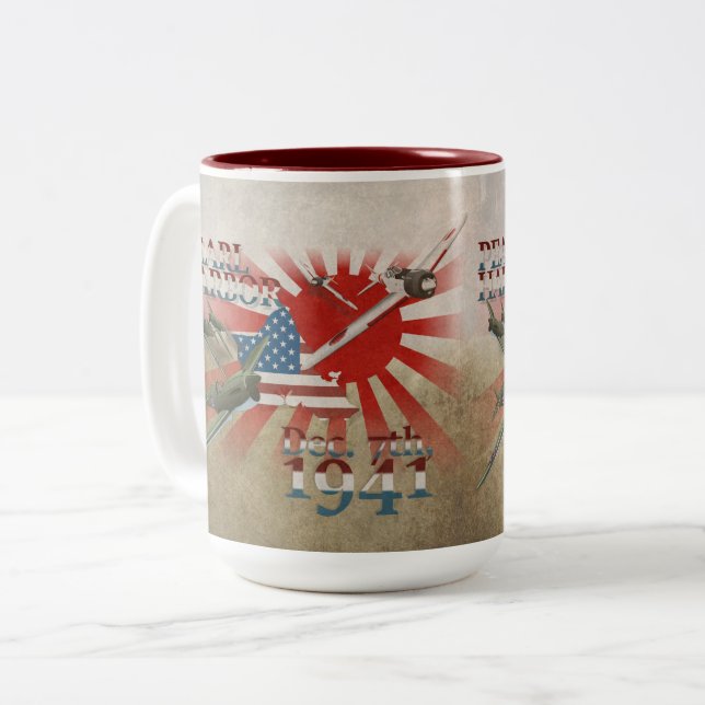 Pearl Habor 7 décembre 1941 Mug à café à deux tons (Devant gauche)