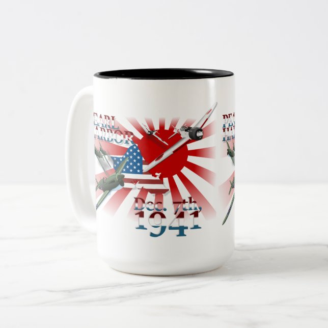 Pearl Harbor 7 décembre 1941 Mug Café Deux Tons (Devant gauche)