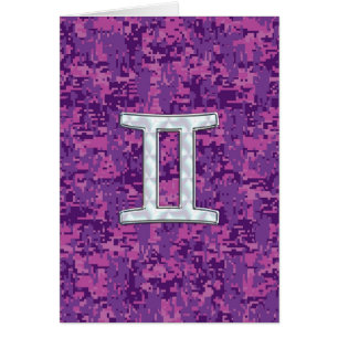 Pearl Like Gemini Zodiac Sign on Digital Camo