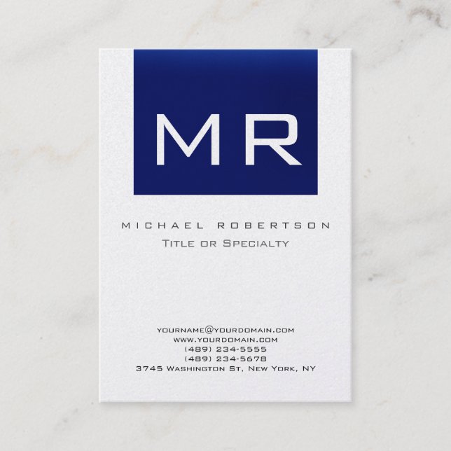Pearl Monogram Bleu strié Carte de visite propre (Devant)