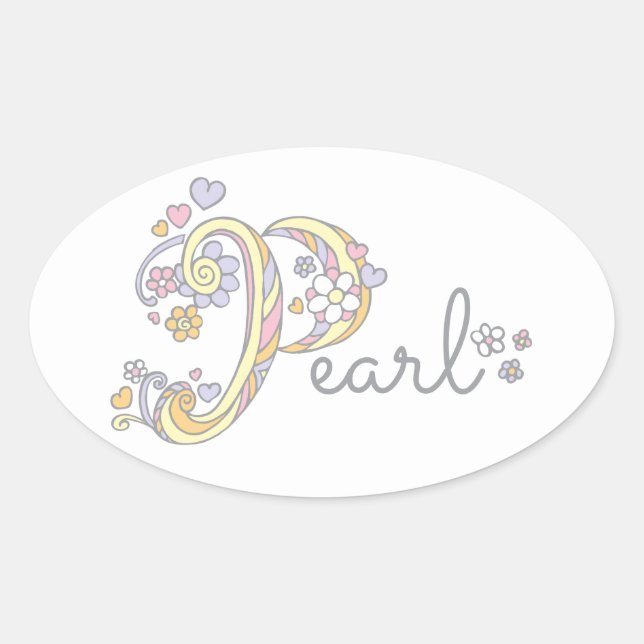 Pearl ou votre nom commençant par P étiquette (Devant)