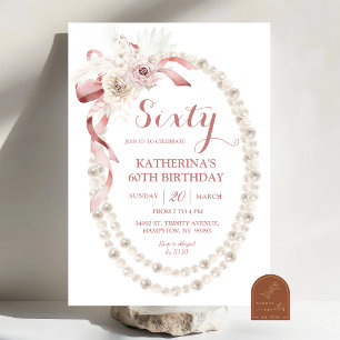 Pearl Pink Boho Invitation de fête d'anniversaire