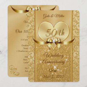 Pearl Shimmer Golden Anniversaire Invitations