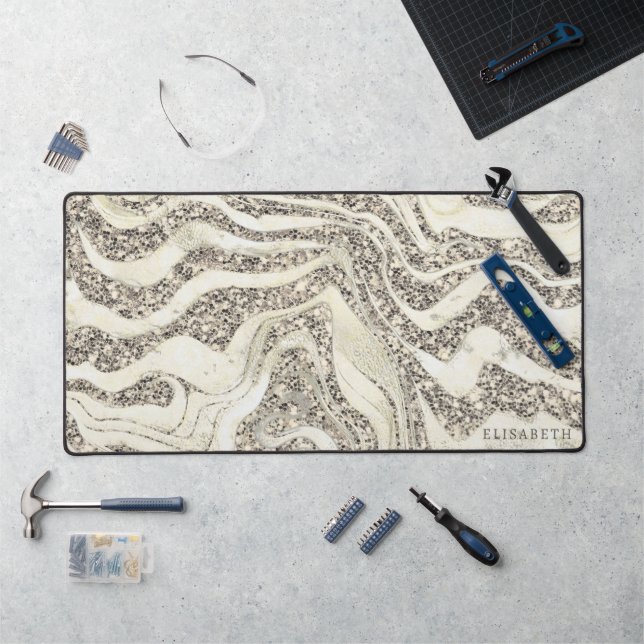 Pearl Silver Parties scintillant Zebra Ajouter Nom (Poste de travail)