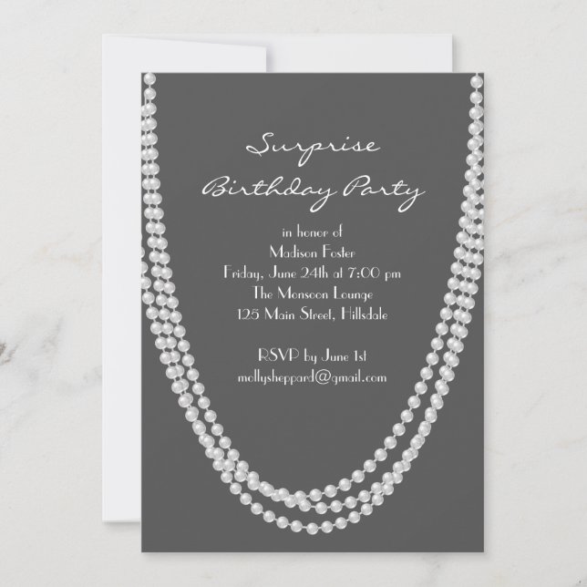 Pearl Surprise 1920 Invitation gris (Devant)
